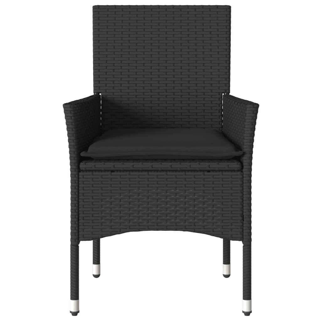 Tuinstoelen 2 st met kussens poly rattan zwart is nu te koop bij PeponiXL, paradijselijk wonen!
