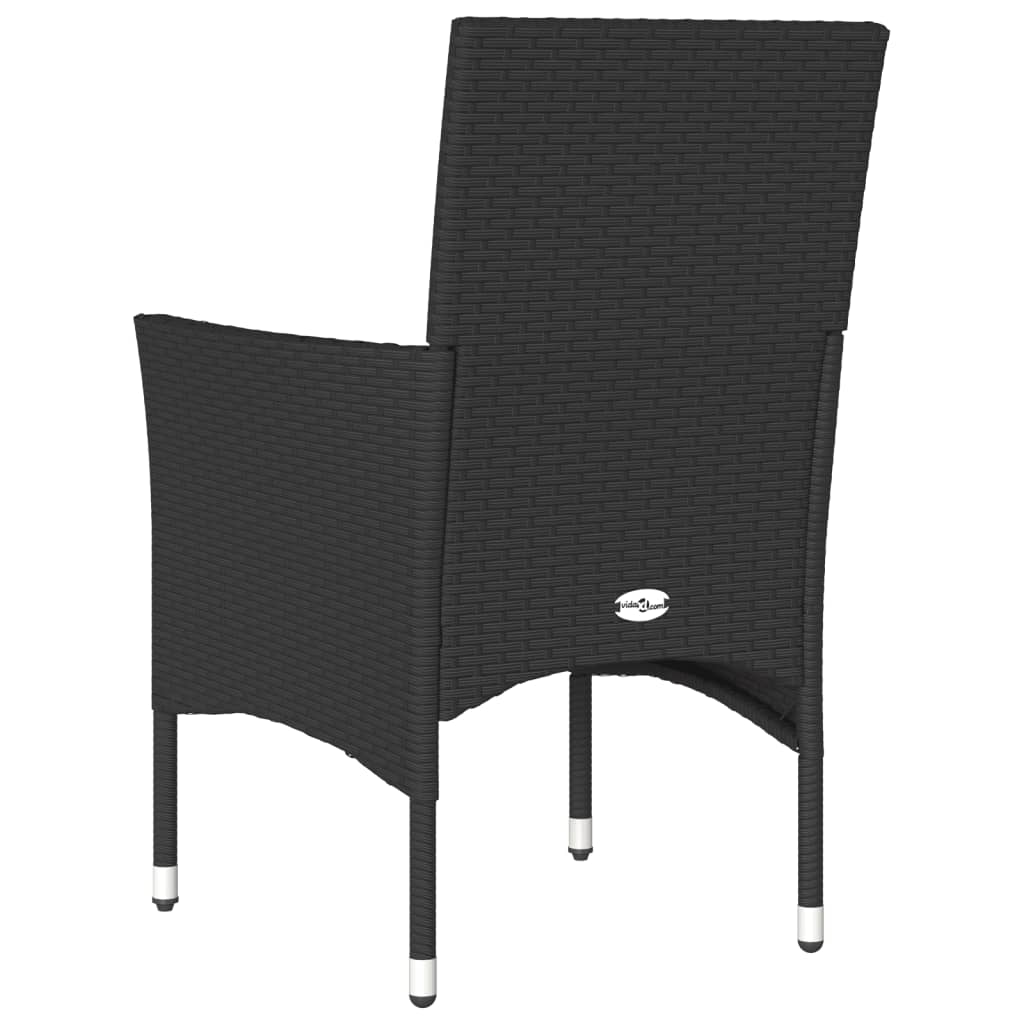Tuinstoelen 2 st met kussens poly rattan zwart is nu te koop bij PeponiXL, paradijselijk wonen!