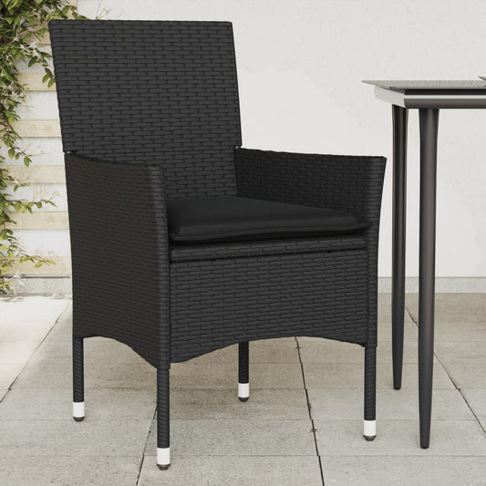 Tuinstoelen 2 st met kussens poly rattan zwart is nu te koop bij PeponiXL, paradijselijk wonen!