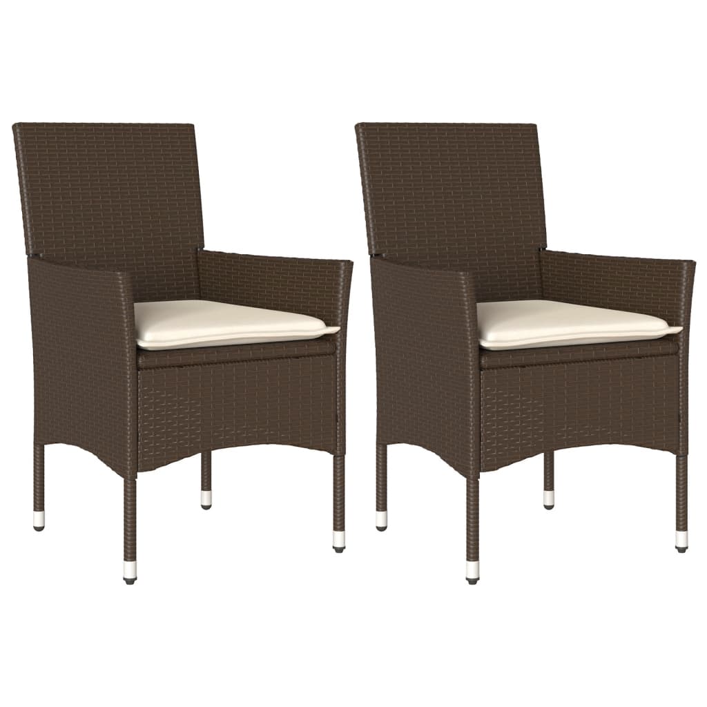 Tuinstoelen 2 st met kussens poly rattan bruin is nu te koop bij PeponiXL, paradijselijk wonen!