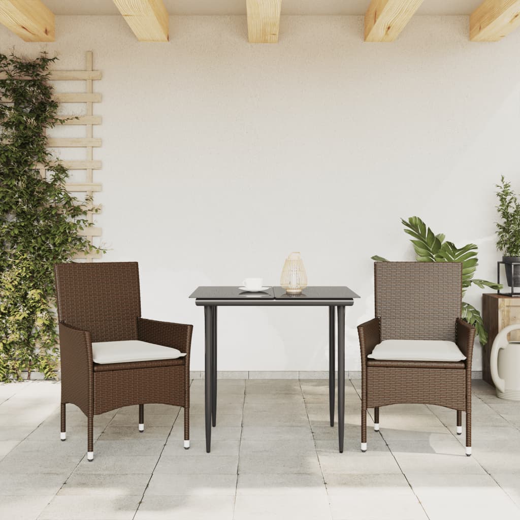 Tuinstoelen 2 st met kussens poly rattan bruin is nu te koop bij PeponiXL, paradijselijk wonen!