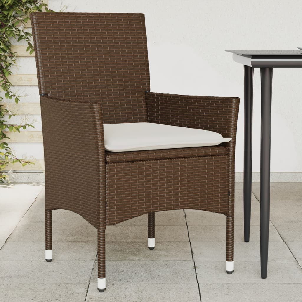 Tuinstoelen 2 st met kussens poly rattan bruin is nu te koop bij PeponiXL, paradijselijk wonen!