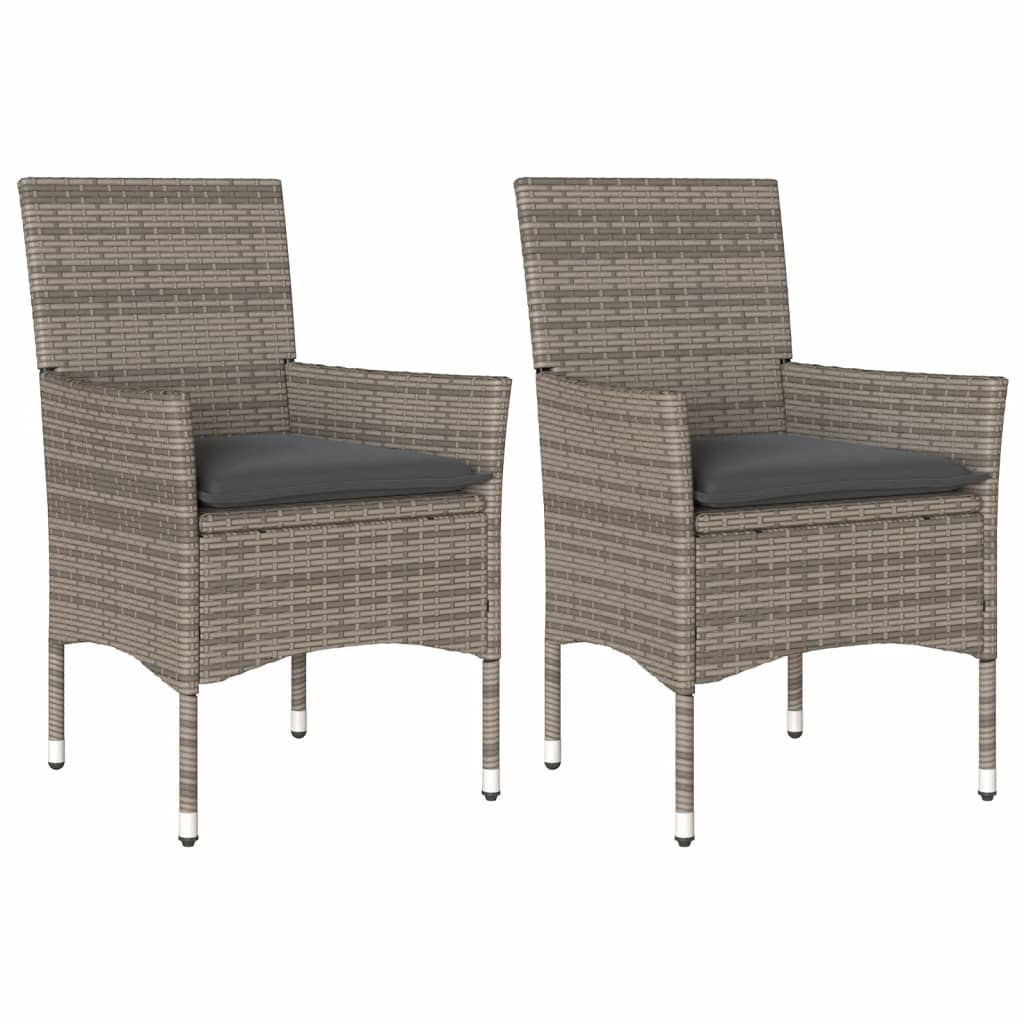 Tuinstoelen 2 st met kussens poly rattan grijs is nu te koop bij PeponiXL, paradijselijk wonen!