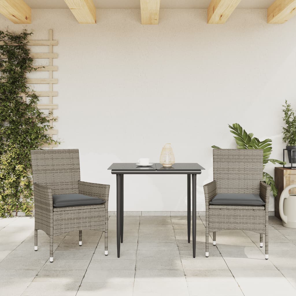 Tuinstoelen 2 st met kussens poly rattan grijs is nu te koop bij PeponiXL, paradijselijk wonen!