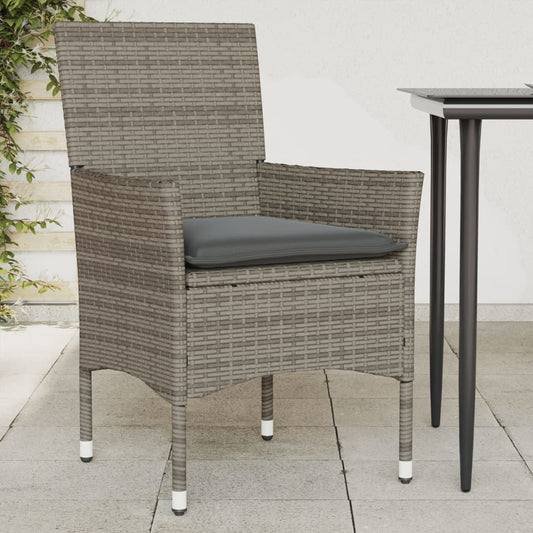 Tuinstoelen 2 st met kussens poly rattan grijs is nu te koop bij PeponiXL, paradijselijk wonen!