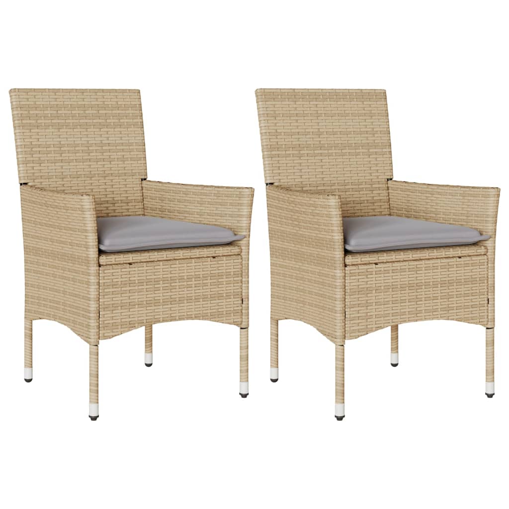 Tuinstoelen 2 st met kussens poly rattan beige is nu te koop bij PeponiXL, paradijselijk wonen!