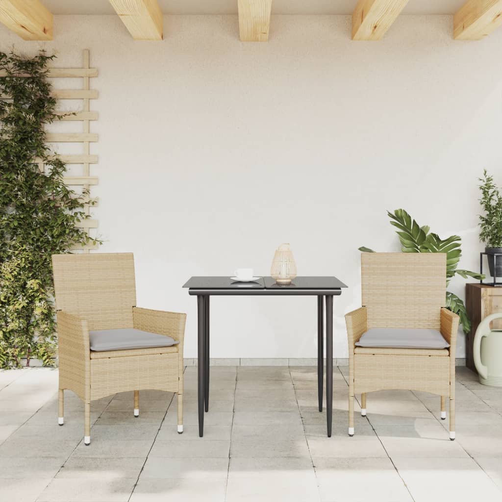 Tuinstoelen 2 st met kussens poly rattan beige is nu te koop bij PeponiXL, paradijselijk wonen!