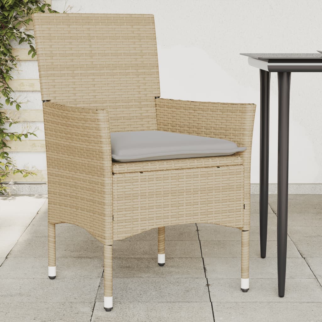 Tuinstoelen 2 st met kussens poly rattan beige is nu te koop bij PeponiXL, paradijselijk wonen!