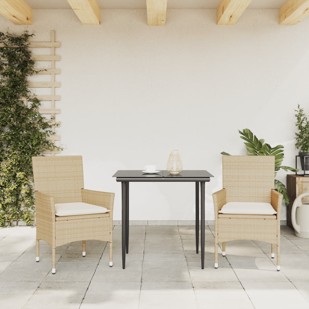 Tuinstoelen 2 st met kussens poly rattan beige is nu te koop bij PeponiXL, paradijselijk wonen!