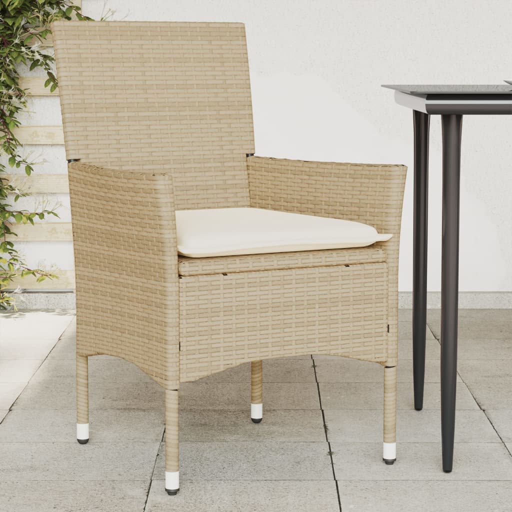 Tuinstoelen 2 st met kussens poly rattan beige is nu te koop bij PeponiXL, paradijselijk wonen!
