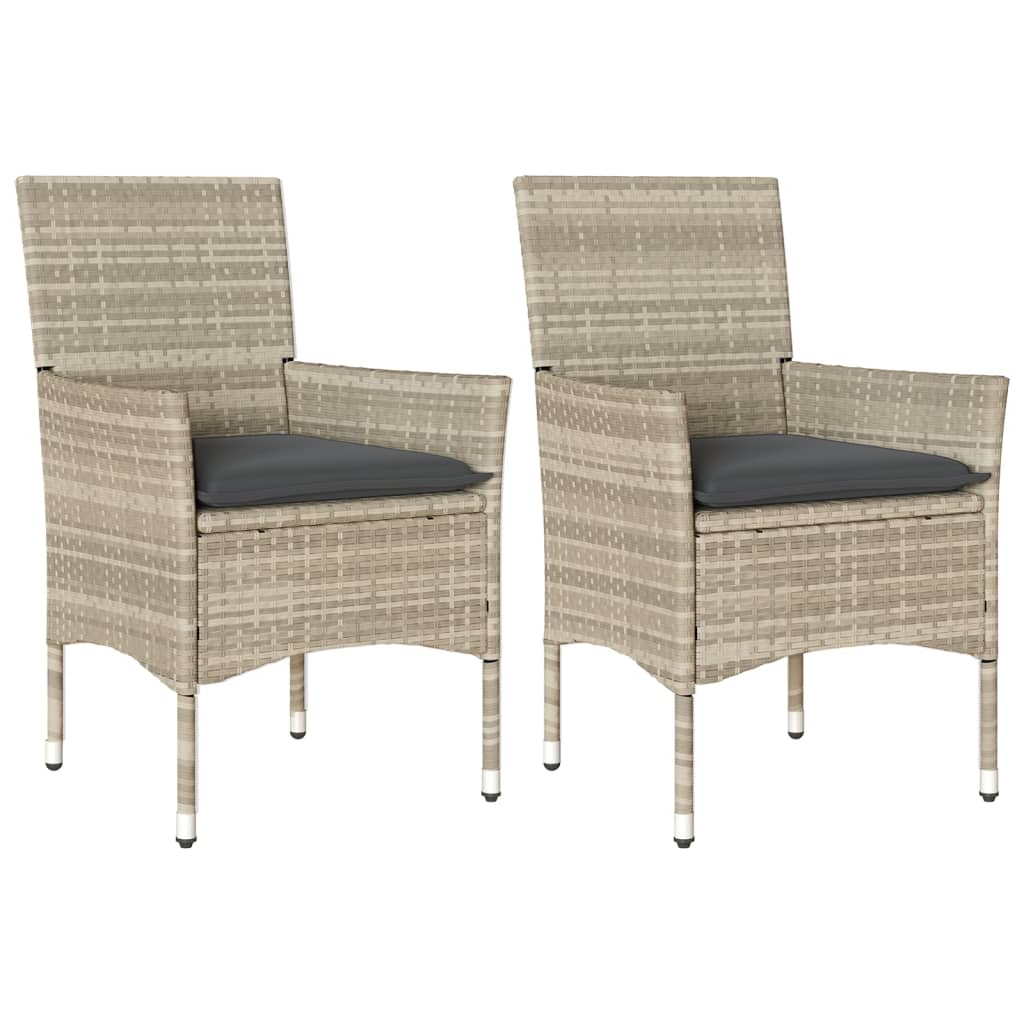 Tuinstoelen 2 st met kussens poly rattan lichtgrijs is nu te koop bij PeponiXL, paradijselijk wonen!