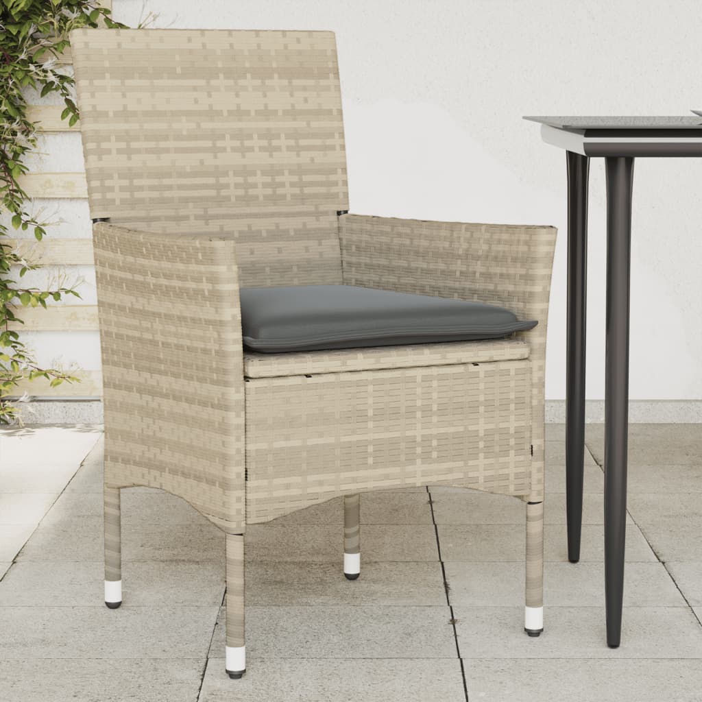 Tuinstoelen 2 st met kussens poly rattan lichtgrijs is nu te koop bij PeponiXL, paradijselijk wonen!