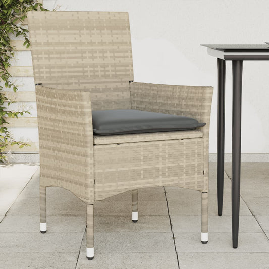 Tuinstoelen 2 st met kussens poly rattan lichtgrijs is nu te koop bij PeponiXL, paradijselijk wonen!