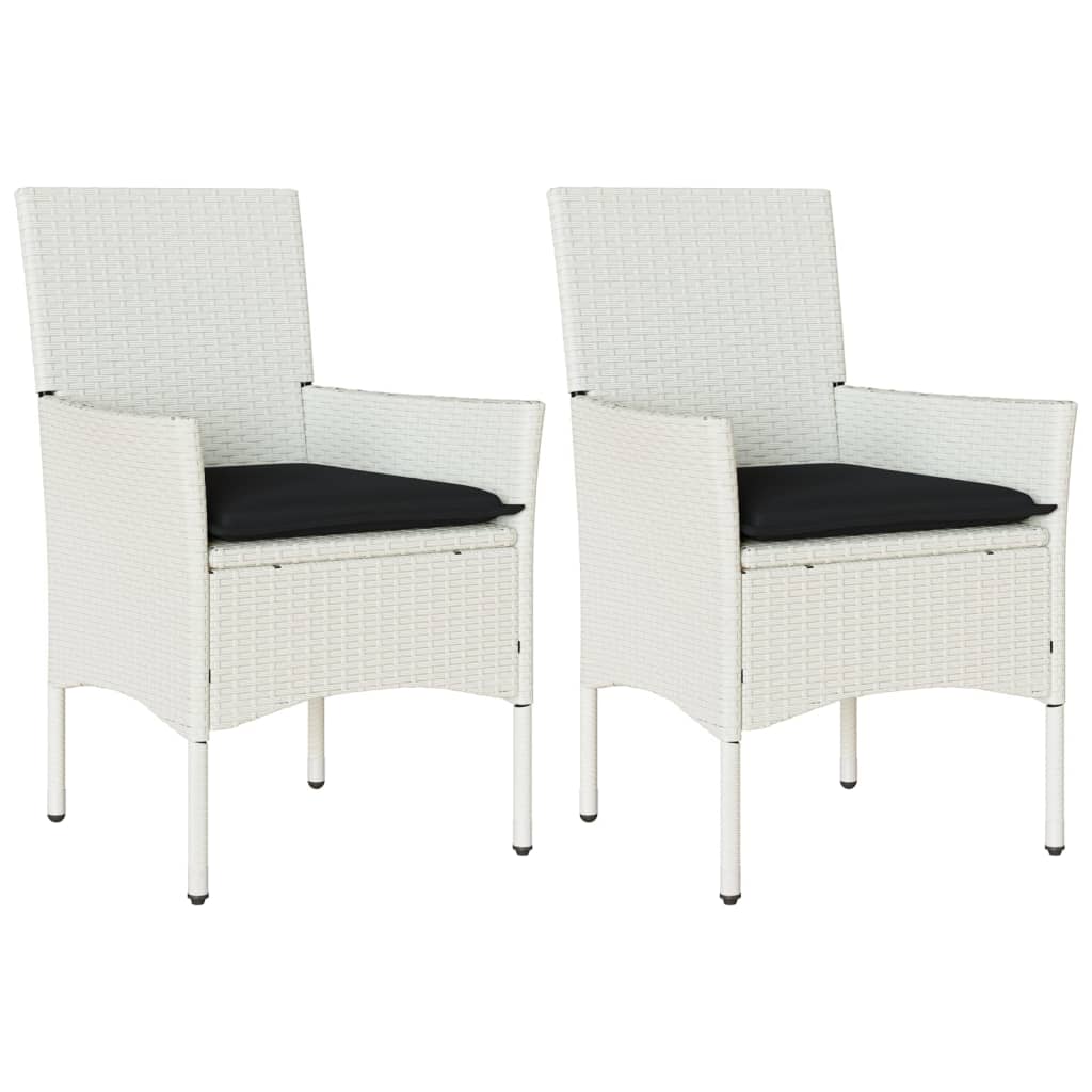 Tuinstoelen 2 st met kussens poly rattan wit is nu te koop bij PeponiXL, paradijselijk wonen!