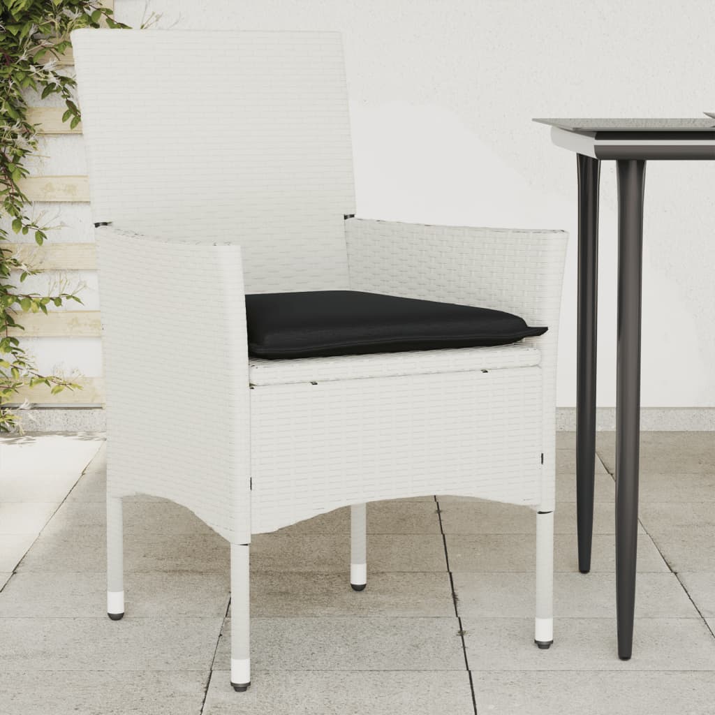 Tuinstoelen 2 st met kussens poly rattan wit is nu te koop bij PeponiXL, paradijselijk wonen!