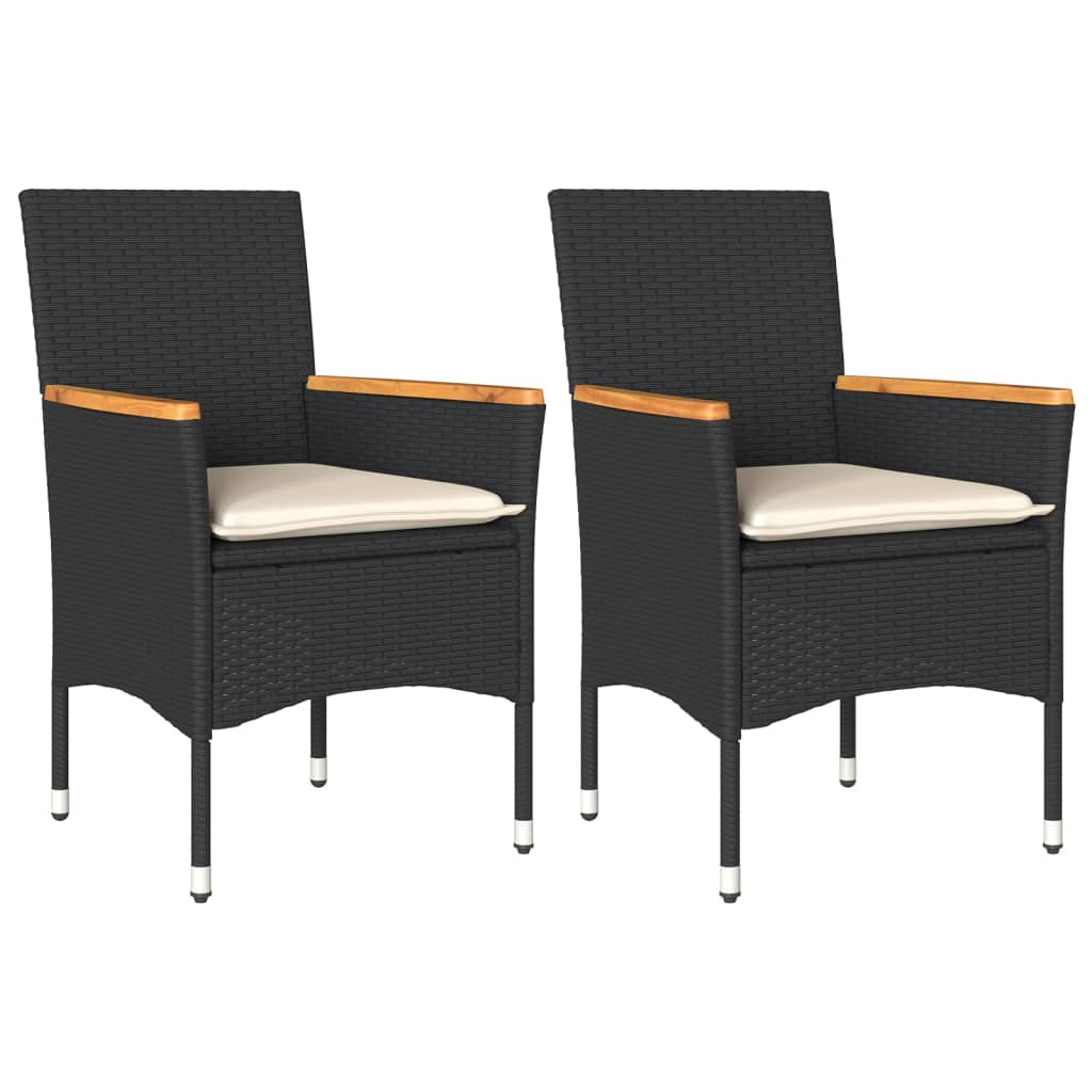 Tuinstoelen 2 st met kussens poly rattan zwart is nu te koop bij PeponiXL, paradijselijk wonen!