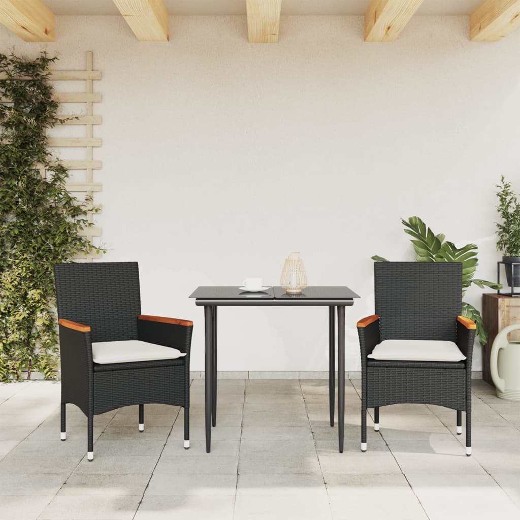 Tuinstoelen 2 st met kussens poly rattan zwart is nu te koop bij PeponiXL, paradijselijk wonen!
