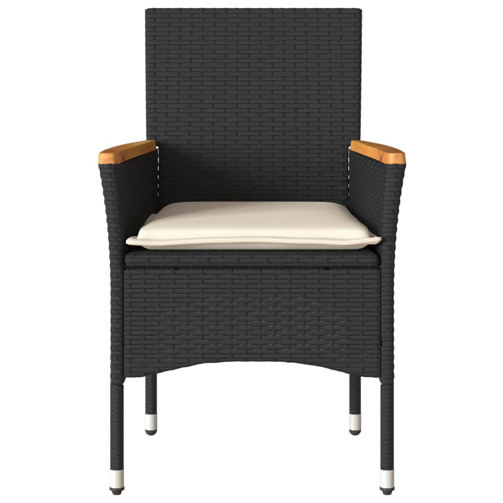 Tuinstoelen 2 st met kussens poly rattan zwart is nu te koop bij PeponiXL, paradijselijk wonen!