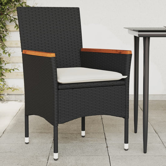 Tuinstoelen 2 st met kussens poly rattan zwart is nu te koop bij PeponiXL, paradijselijk wonen!