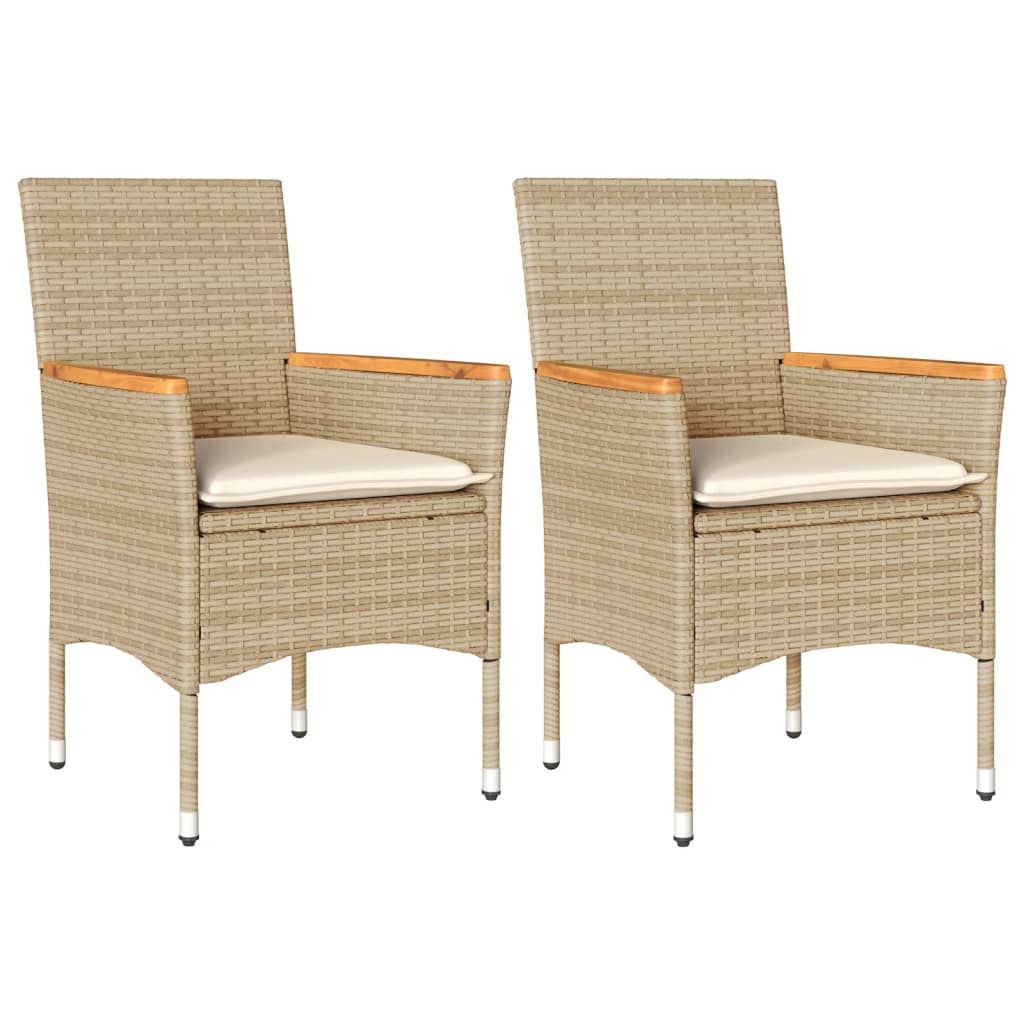 Tuinstoelen 2 st met kussens poly rattan beige is nu te koop bij PeponiXL, paradijselijk wonen!