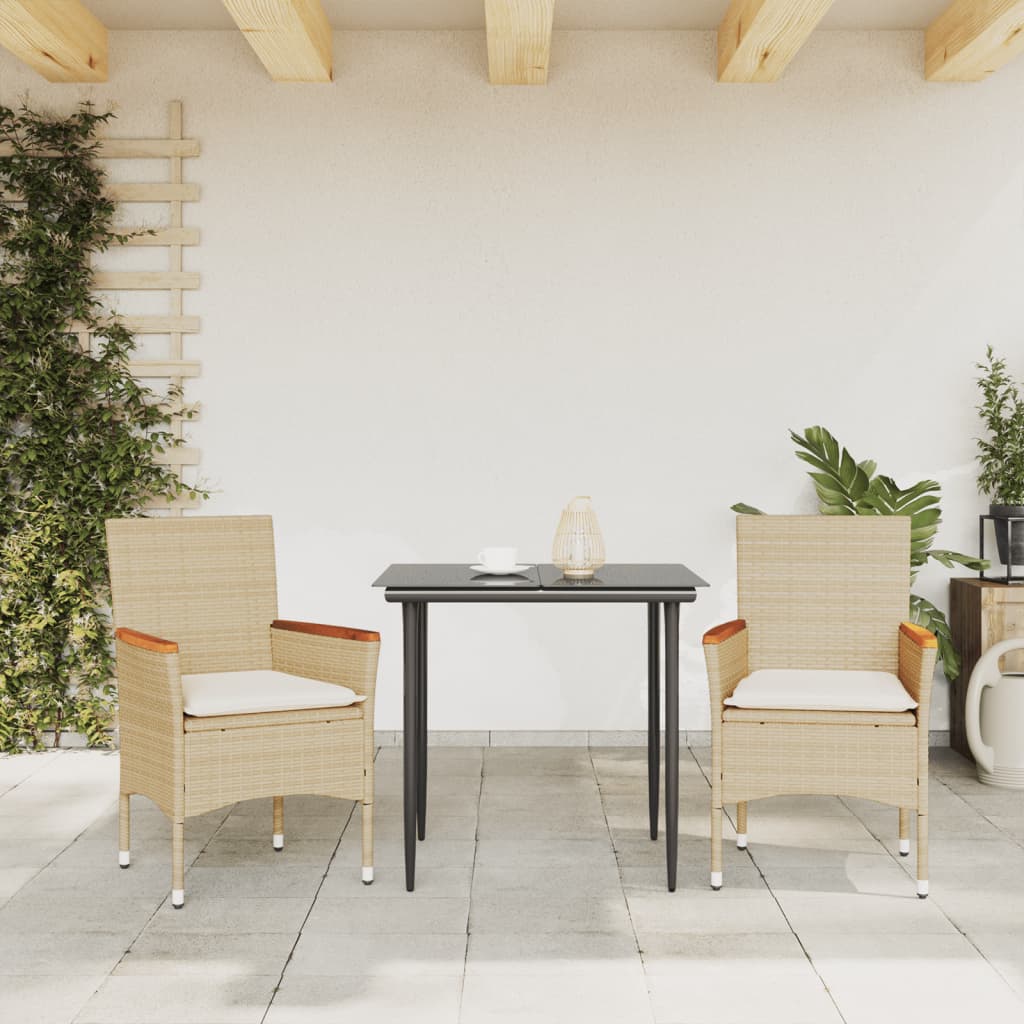 Tuinstoelen 2 st met kussens poly rattan beige is nu te koop bij PeponiXL, paradijselijk wonen!
