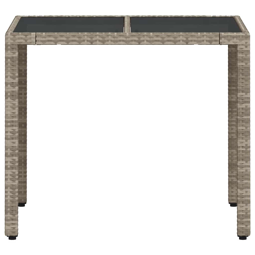 Tuintafel met glazen blad 90x90x75 cm poly rattan lichtgrijs is nu te koop bij PeponiXL, paradijselijk wonen!