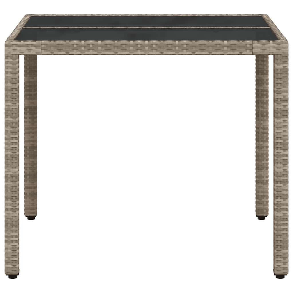 Tuintafel met glazen blad 90x90x75 cm poly rattan lichtgrijs is nu te koop bij PeponiXL, paradijselijk wonen!