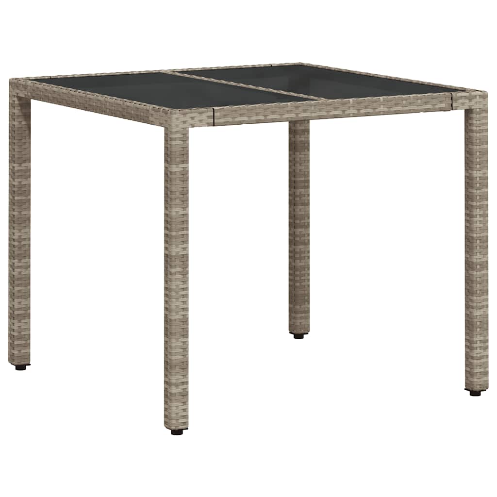 Tuintafel met glazen blad 90x90x75 cm poly rattan lichtgrijs is nu te koop bij PeponiXL, paradijselijk wonen!