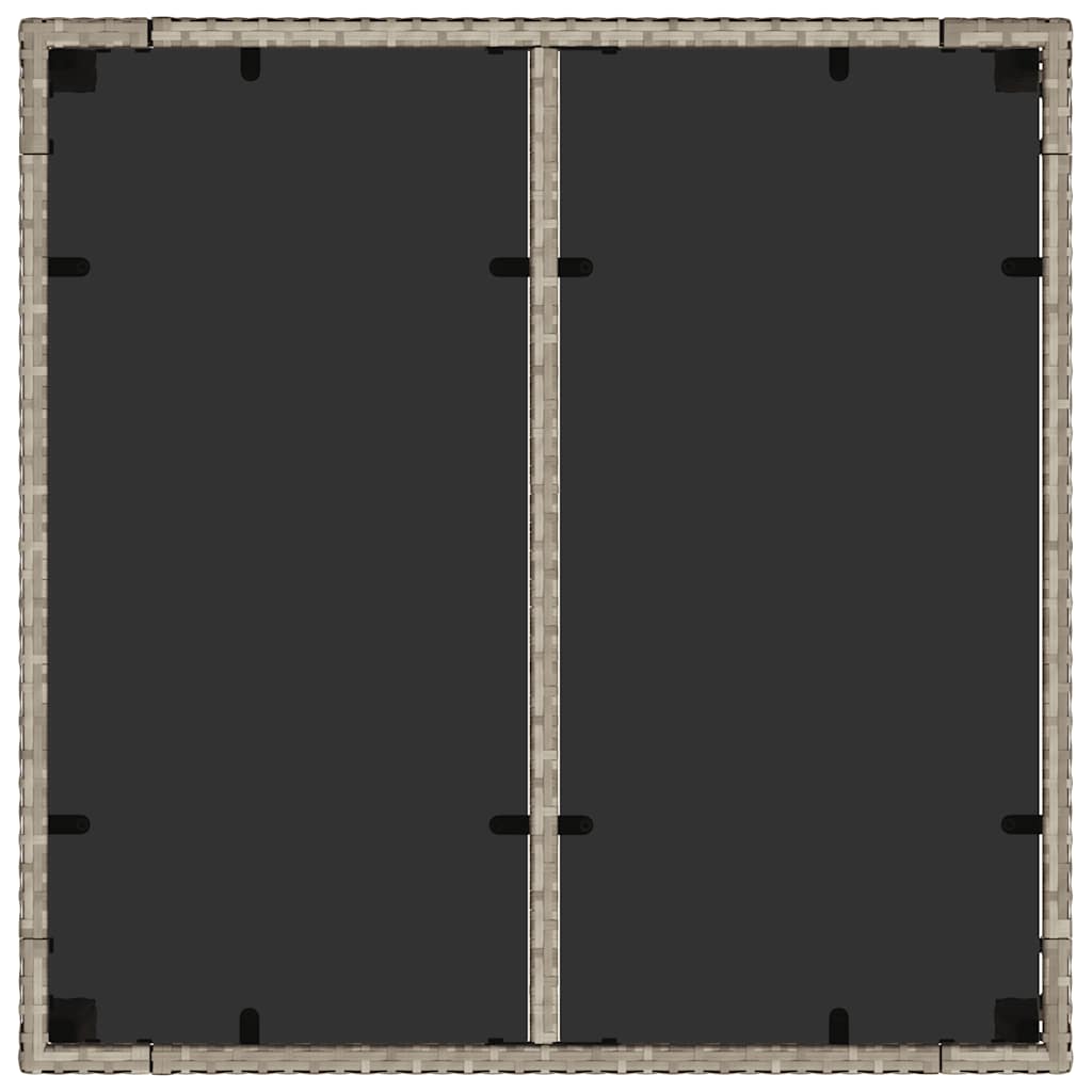 Tuintafel met glazen blad 90x90x75 cm poly rattan lichtgrijs is nu te koop bij PeponiXL, paradijselijk wonen!