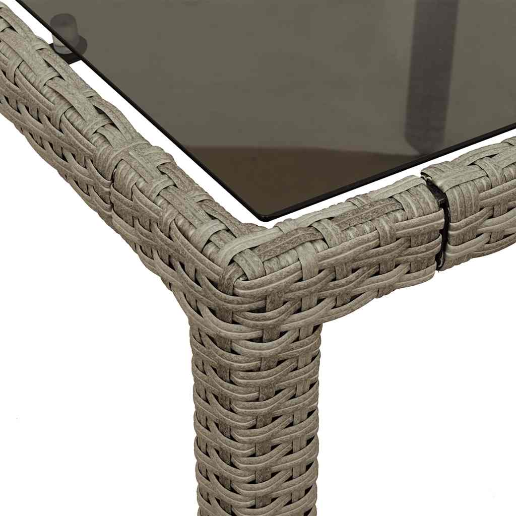 Tuintafel met glazen blad 90x90x75 cm poly rattan lichtgrijs is nu te koop bij PeponiXL, paradijselijk wonen!