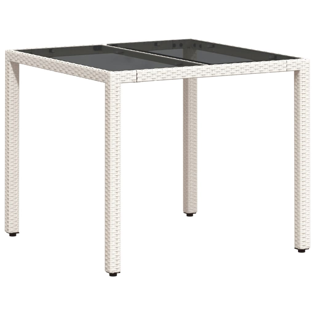 Tuintafel met glazen blad 90x90x75 cm poly rattan wit is nu te koop bij PeponiXL, paradijselijk wonen!