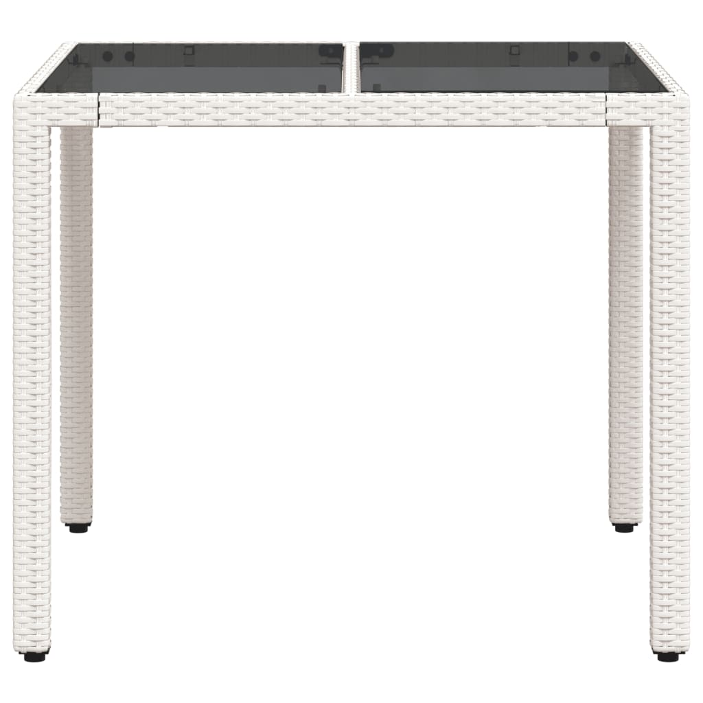 Tuintafel met glazen blad 90x90x75 cm poly rattan wit is nu te koop bij PeponiXL, paradijselijk wonen!