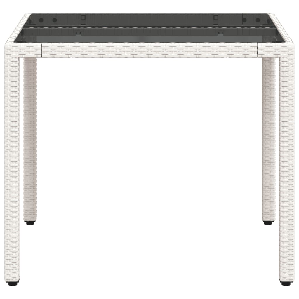 Tuintafel met glazen blad 90x90x75 cm poly rattan wit is nu te koop bij PeponiXL, paradijselijk wonen!