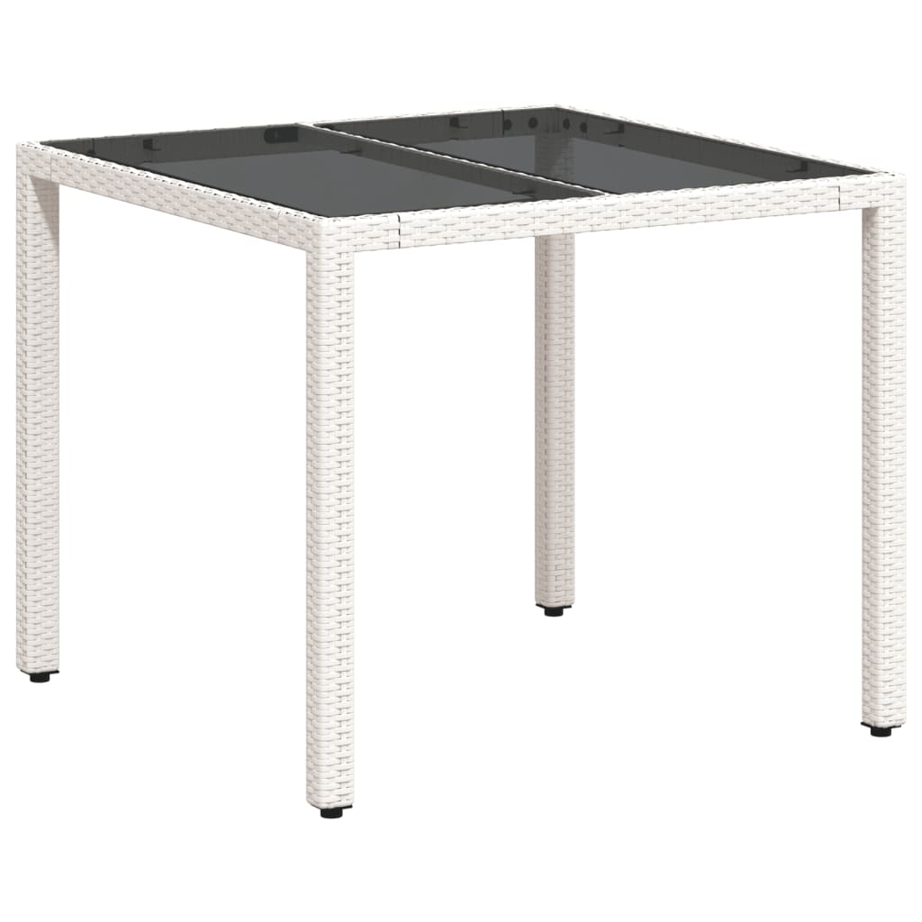 Tuintafel met glazen blad 90x90x75 cm poly rattan wit is nu te koop bij PeponiXL, paradijselijk wonen!
