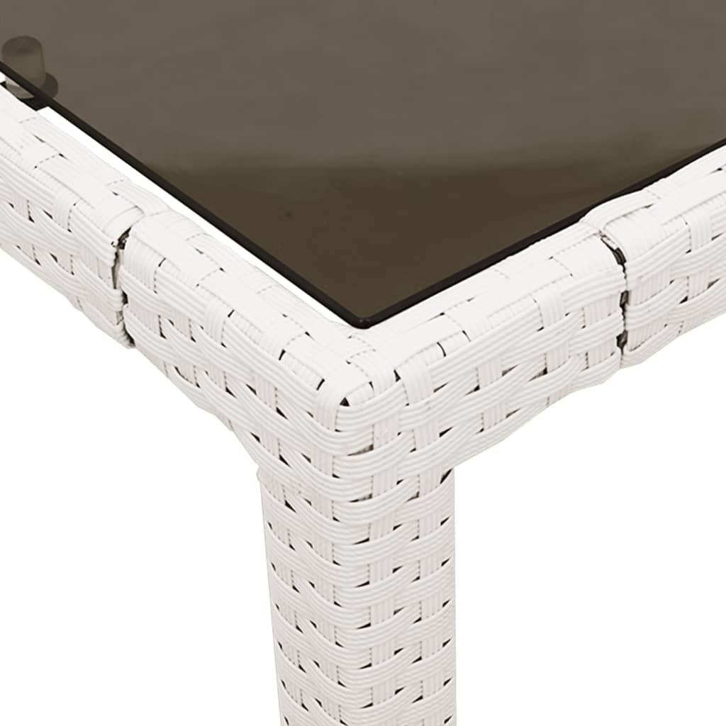 Tuintafel met glazen blad 90x90x75 cm poly rattan wit is nu te koop bij PeponiXL, paradijselijk wonen!