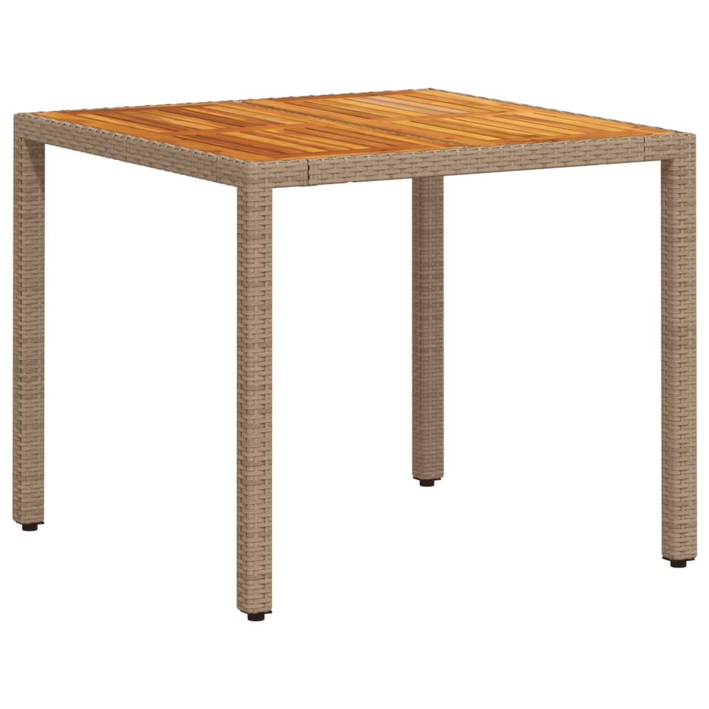 Tuintafel 90x90x75 cm poly rattan en acaciahout beige is nu te koop bij PeponiXL, paradijselijk wonen!