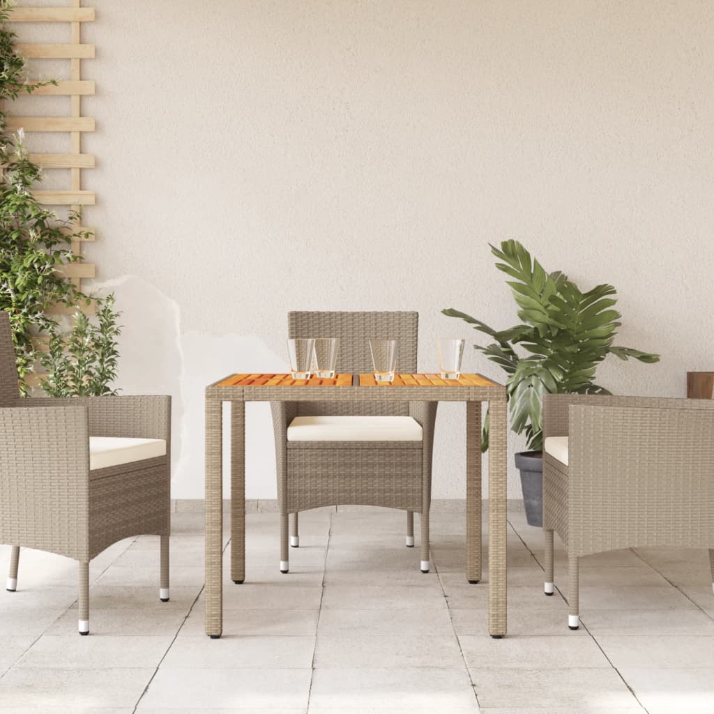 Tuintafel 90x90x75 cm poly rattan en acaciahout beige is nu te koop bij PeponiXL, paradijselijk wonen!