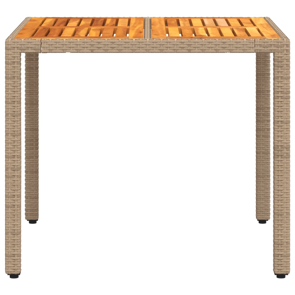Tuintafel 90x90x75 cm poly rattan en acaciahout beige is nu te koop bij PeponiXL, paradijselijk wonen!