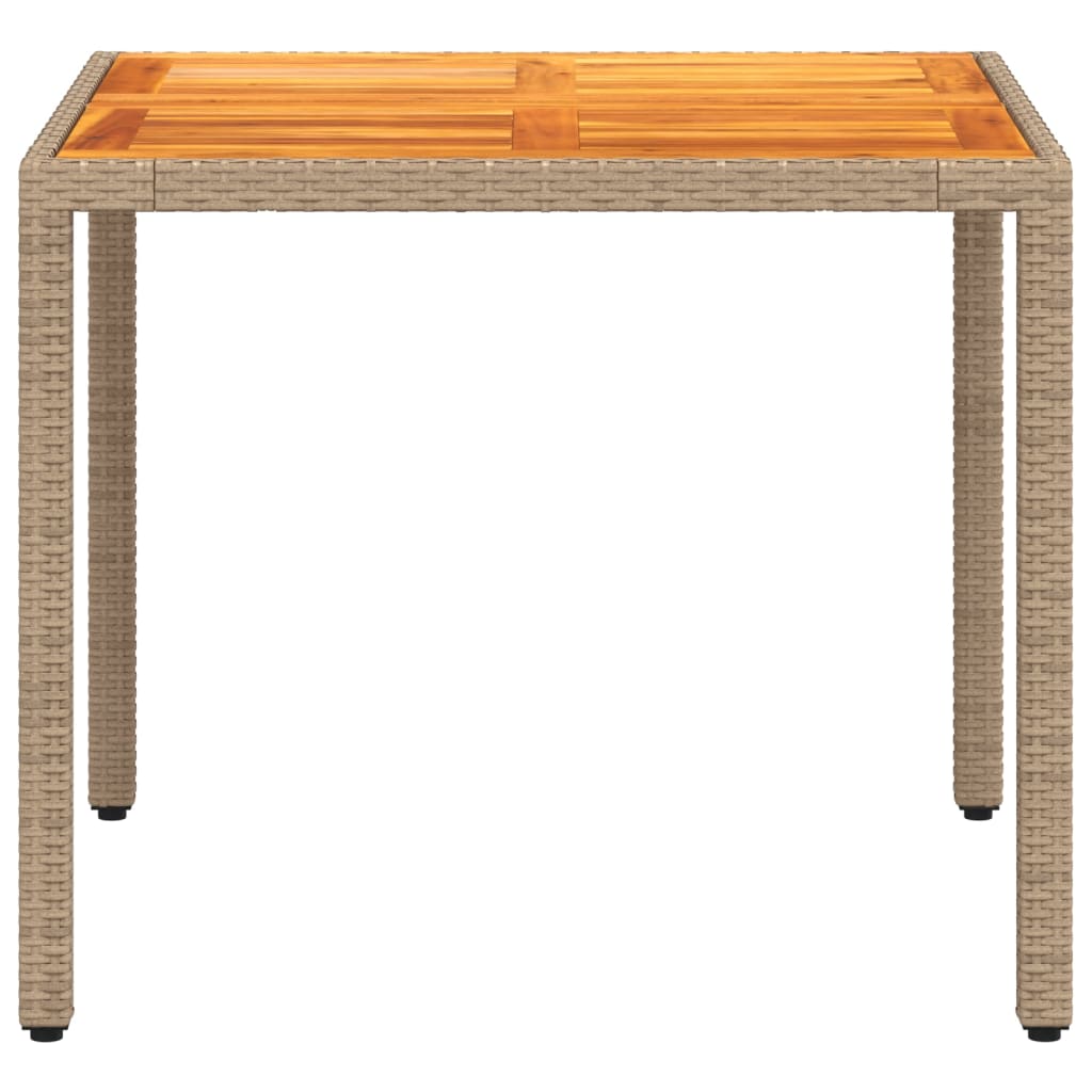 Tuintafel 90x90x75 cm poly rattan en acaciahout beige is nu te koop bij PeponiXL, paradijselijk wonen!