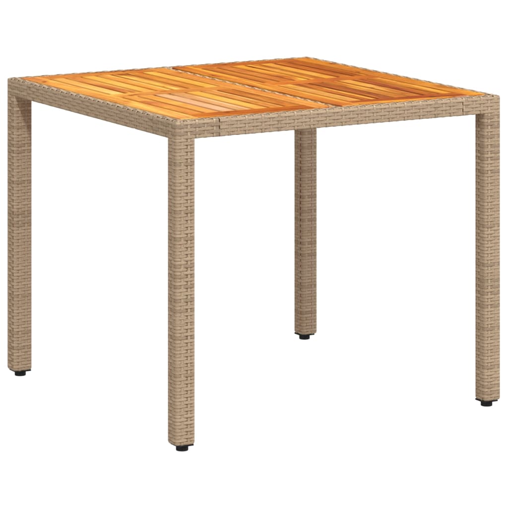 Tuintafel 90x90x75 cm poly rattan en acaciahout beige is nu te koop bij PeponiXL, paradijselijk wonen!