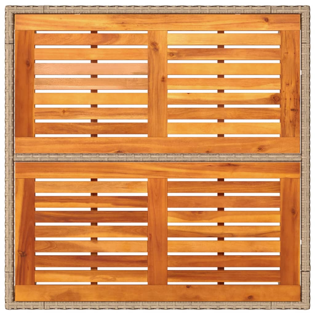 Tuintafel 90x90x75 cm poly rattan en acaciahout beige is nu te koop bij PeponiXL, paradijselijk wonen!