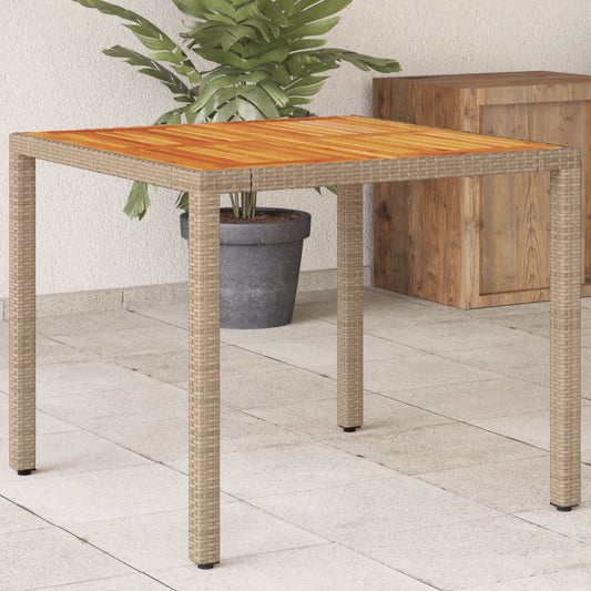 Tuintafel 90x90x75 cm poly rattan en acaciahout beige is nu te koop bij PeponiXL, paradijselijk wonen!