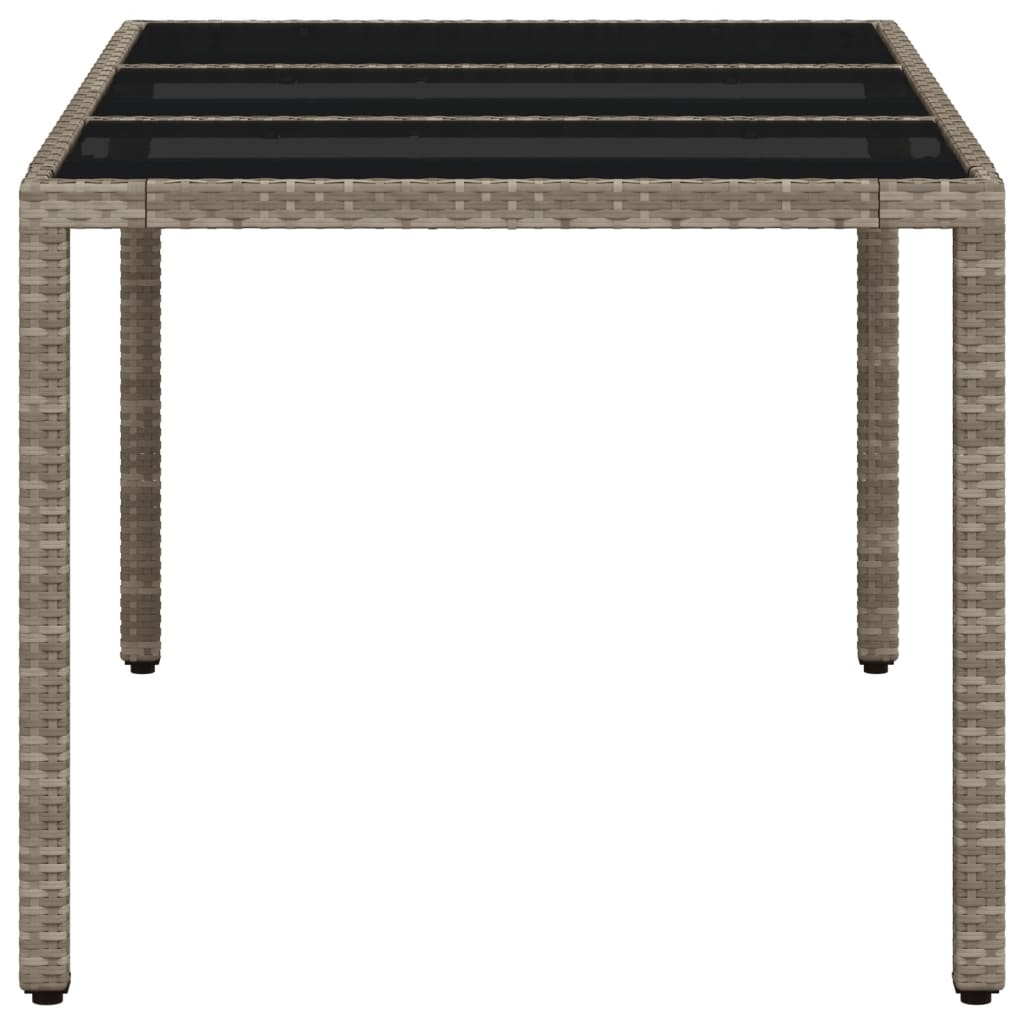 Tuintafel met glazen blad 150x90x75 cm poly rattan lichtgrijs is nu te koop bij PeponiXL, paradijselijk wonen!