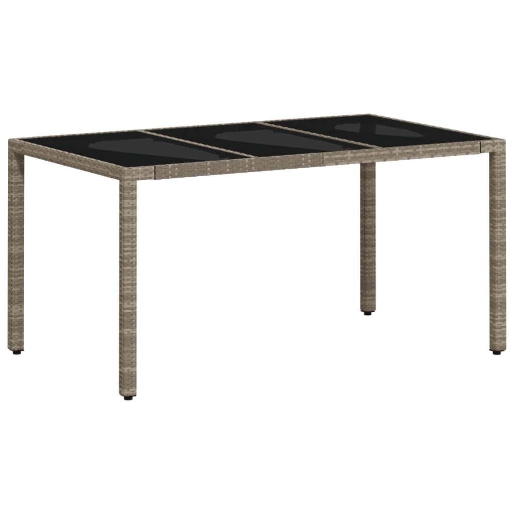 Tuintafel met glazen blad 150x90x75 cm poly rattan lichtgrijs is nu te koop bij PeponiXL, paradijselijk wonen!