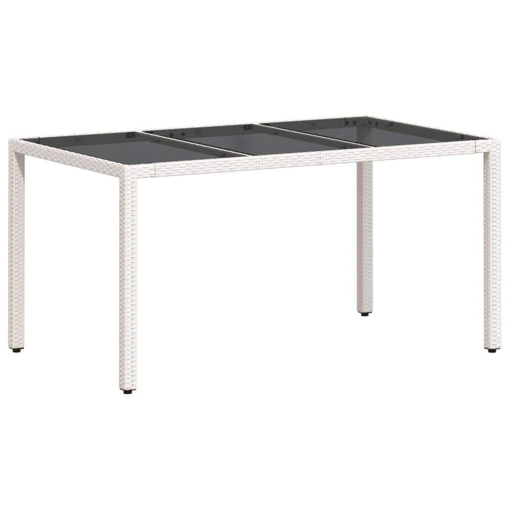 Tuintafel met glazen blad 150x90x75 cm poly rattan wit is nu te koop bij PeponiXL, paradijselijk wonen!