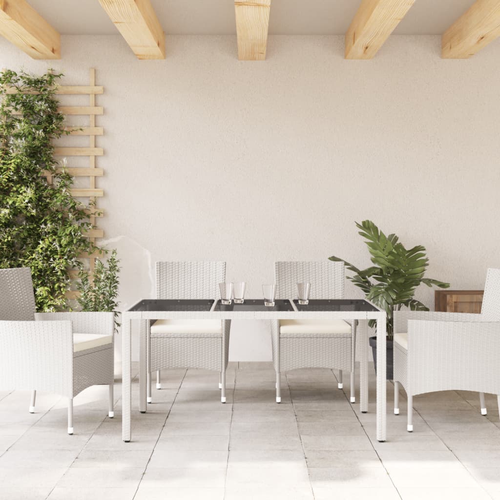 Tuintafel met glazen blad 150x90x75 cm poly rattan wit is nu te koop bij PeponiXL, paradijselijk wonen!
