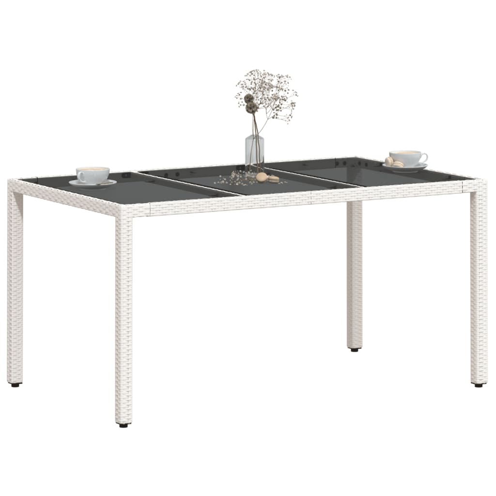Tuintafel met glazen blad 150x90x75 cm poly rattan wit is nu te koop bij PeponiXL, paradijselijk wonen!