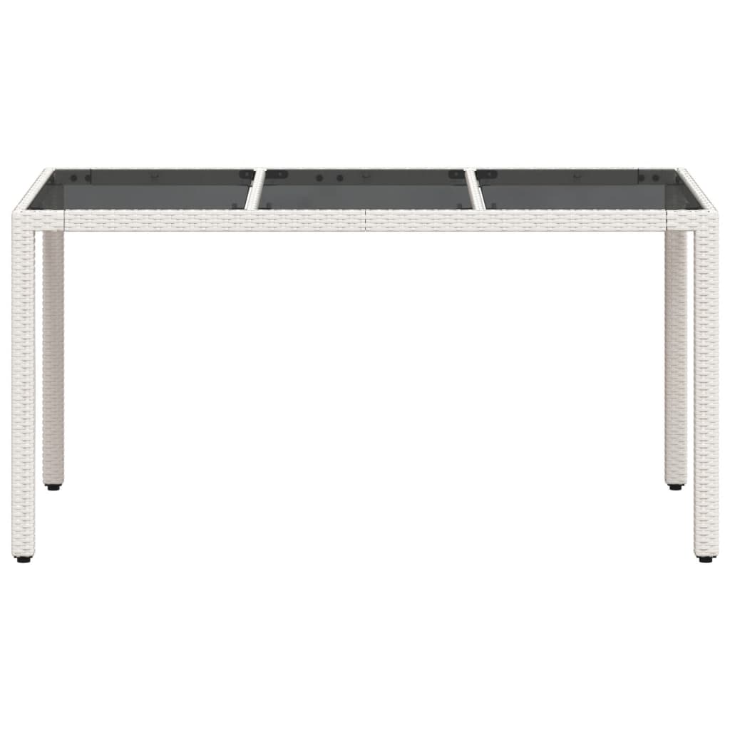 Tuintafel met glazen blad 150x90x75 cm poly rattan wit is nu te koop bij PeponiXL, paradijselijk wonen!