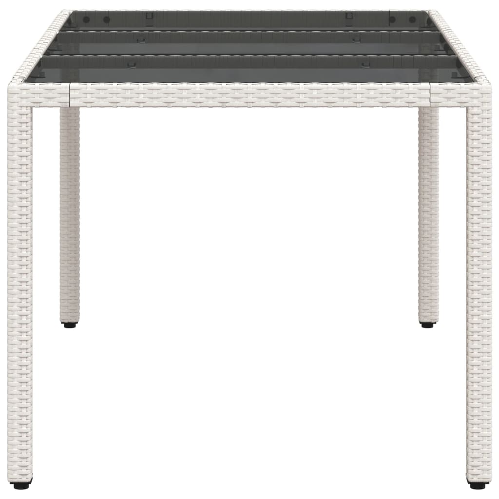 Tuintafel met glazen blad 150x90x75 cm poly rattan wit is nu te koop bij PeponiXL, paradijselijk wonen!