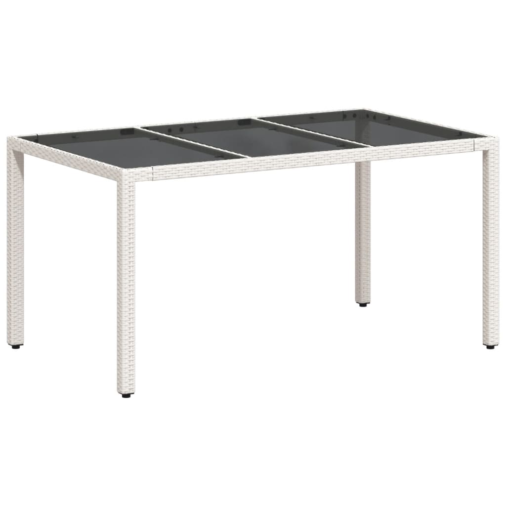 Tuintafel met glazen blad 150x90x75 cm poly rattan wit is nu te koop bij PeponiXL, paradijselijk wonen!